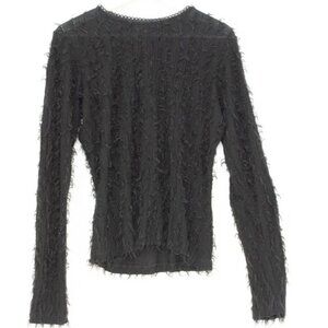 Vgt Morbid Threads Extra Long Sleeves Fuzzy Back Top Goth Emo Sz XXL Stretch USA